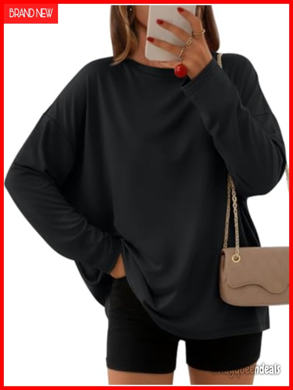 Oversized Long Sleeve Crewneck T-Shirt Casual Top